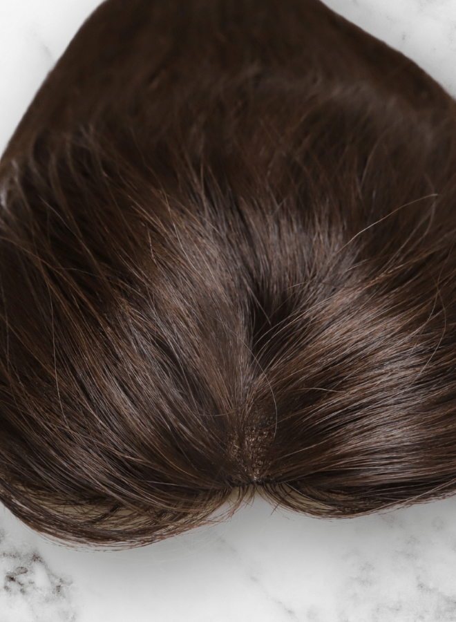 Topper lace base | darkest brown | 1 to 4 inch | top view | pheme