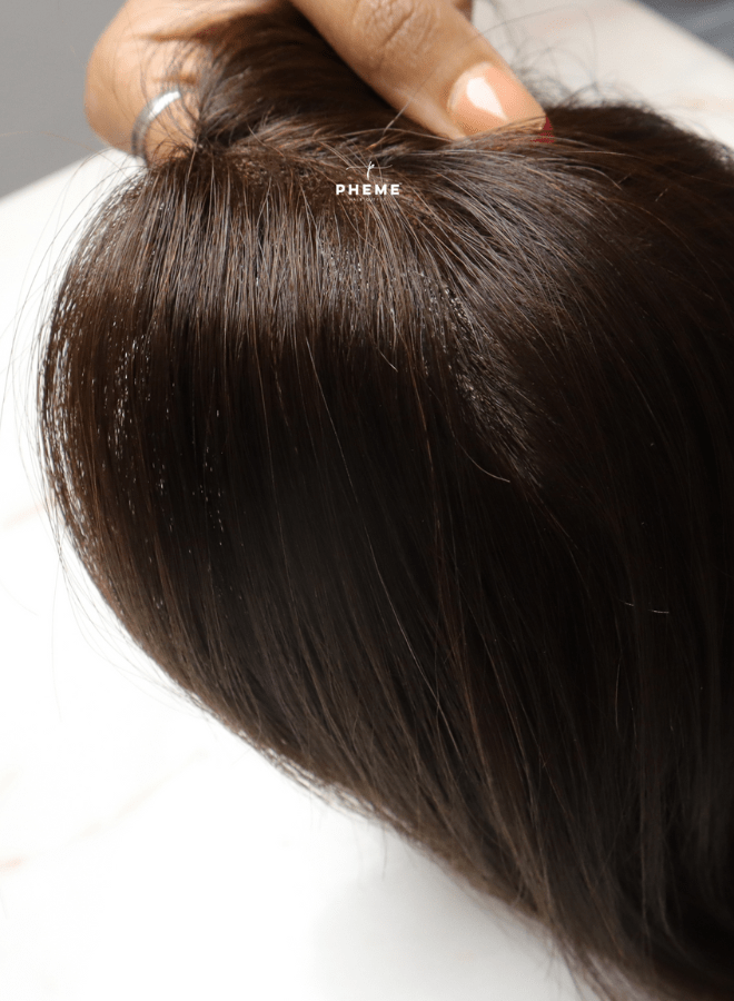 Topper lace base | darkest brown | 1 to 4 inch | in hand | pheme