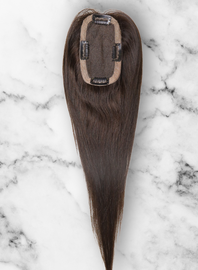 Topper lace base | darkest brown | 1 to 4 inch | back | pheme