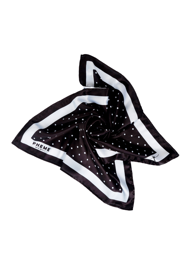 black and white polka dot scarf | Front side | Pheme