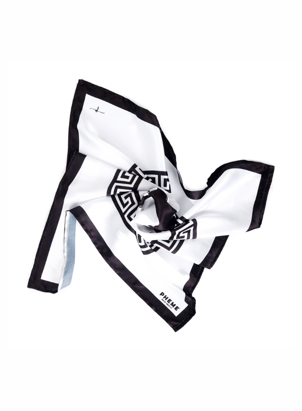 Greek myth design scarf | white and black | front side | pheme