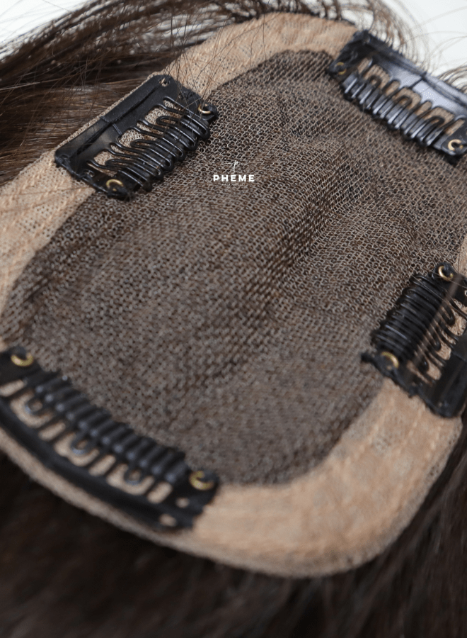 Topper lace base | darkest brown | 1 to 4 inch | close up back | pheme